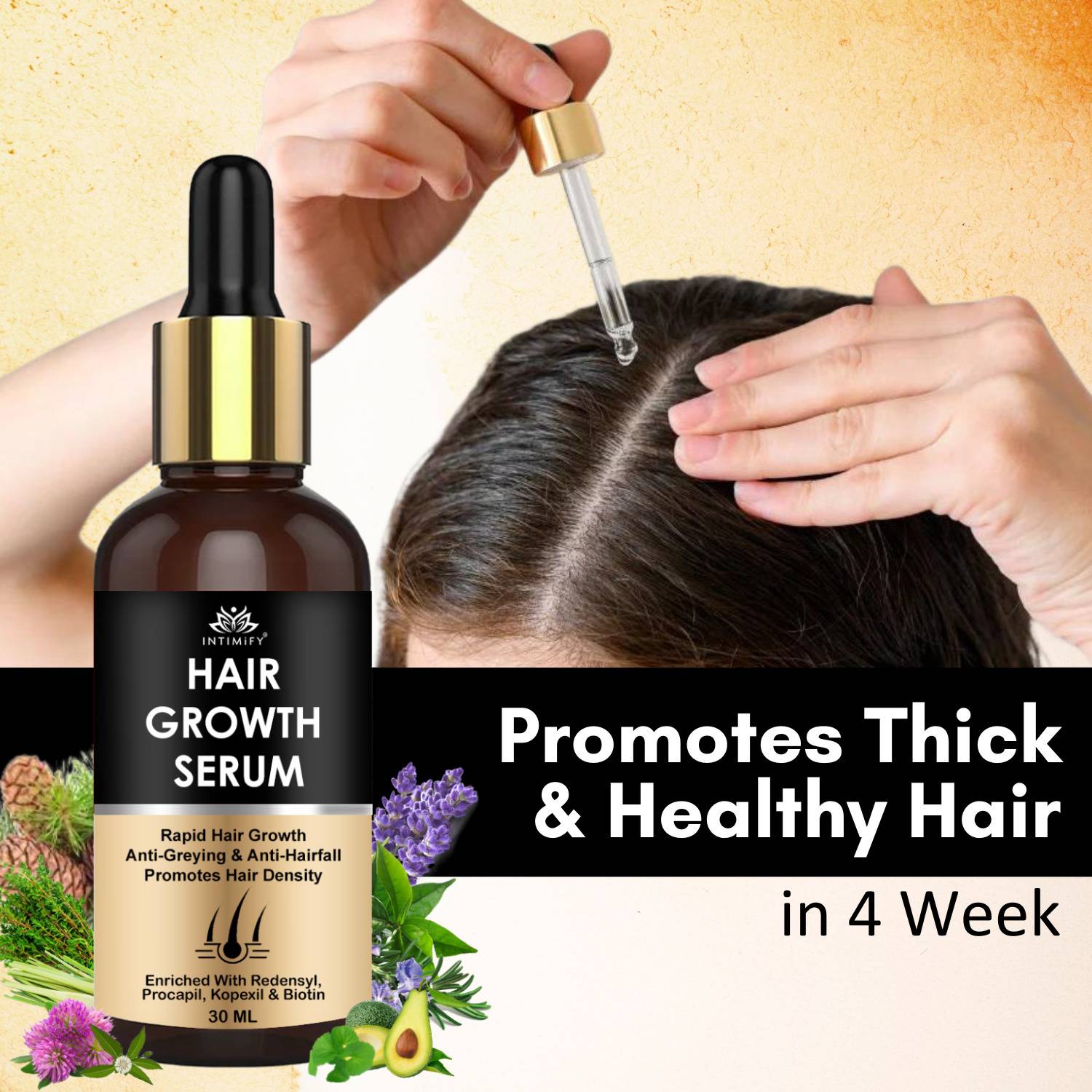 INTIMIFY Hair Growth Serum, Makes Hair Smooth, Soft & Shiny