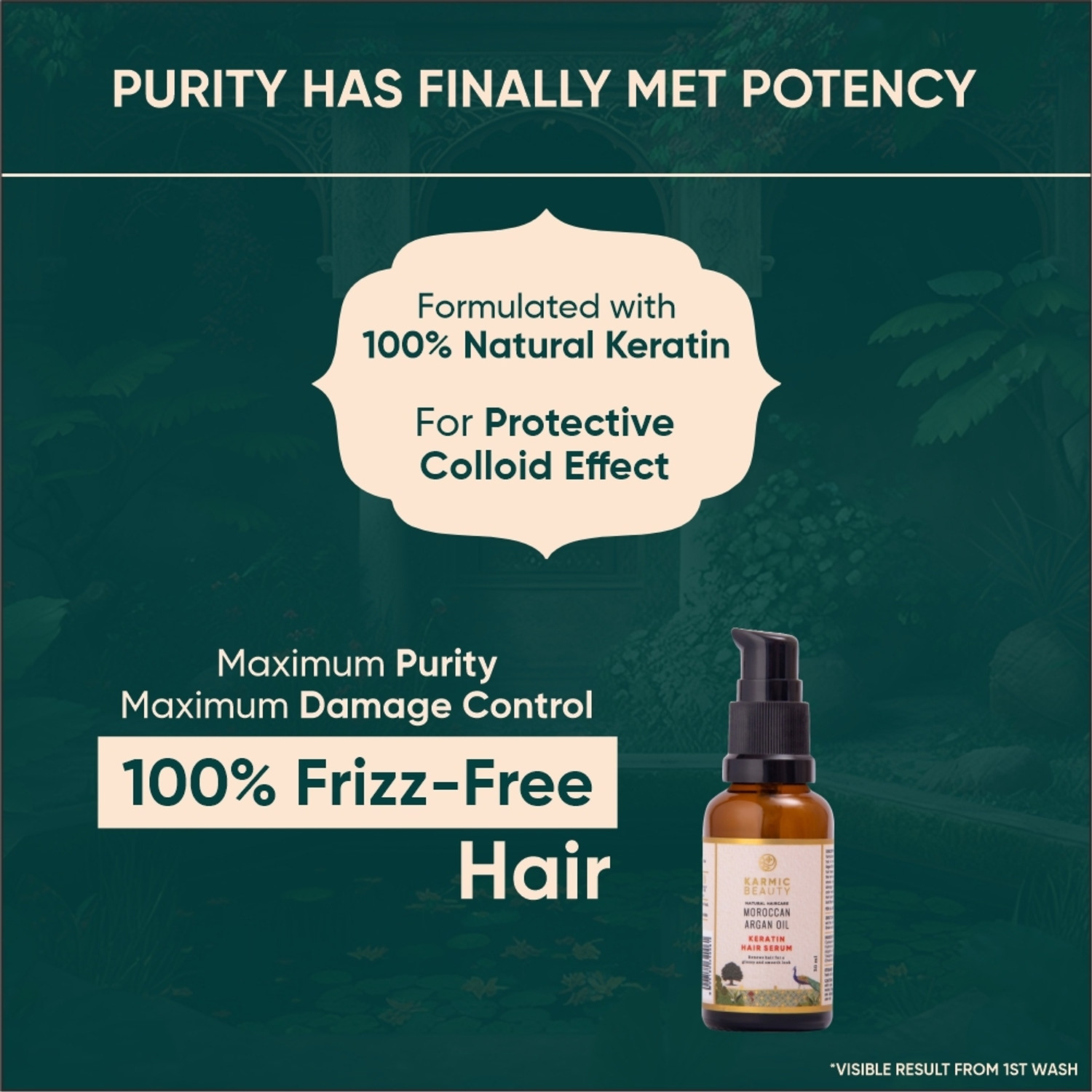 Image of KARMIC BEAUTY 100% Organic Moroccan Argan Oil & Keratin Hair Serum | Sulfates & Parabens Free
