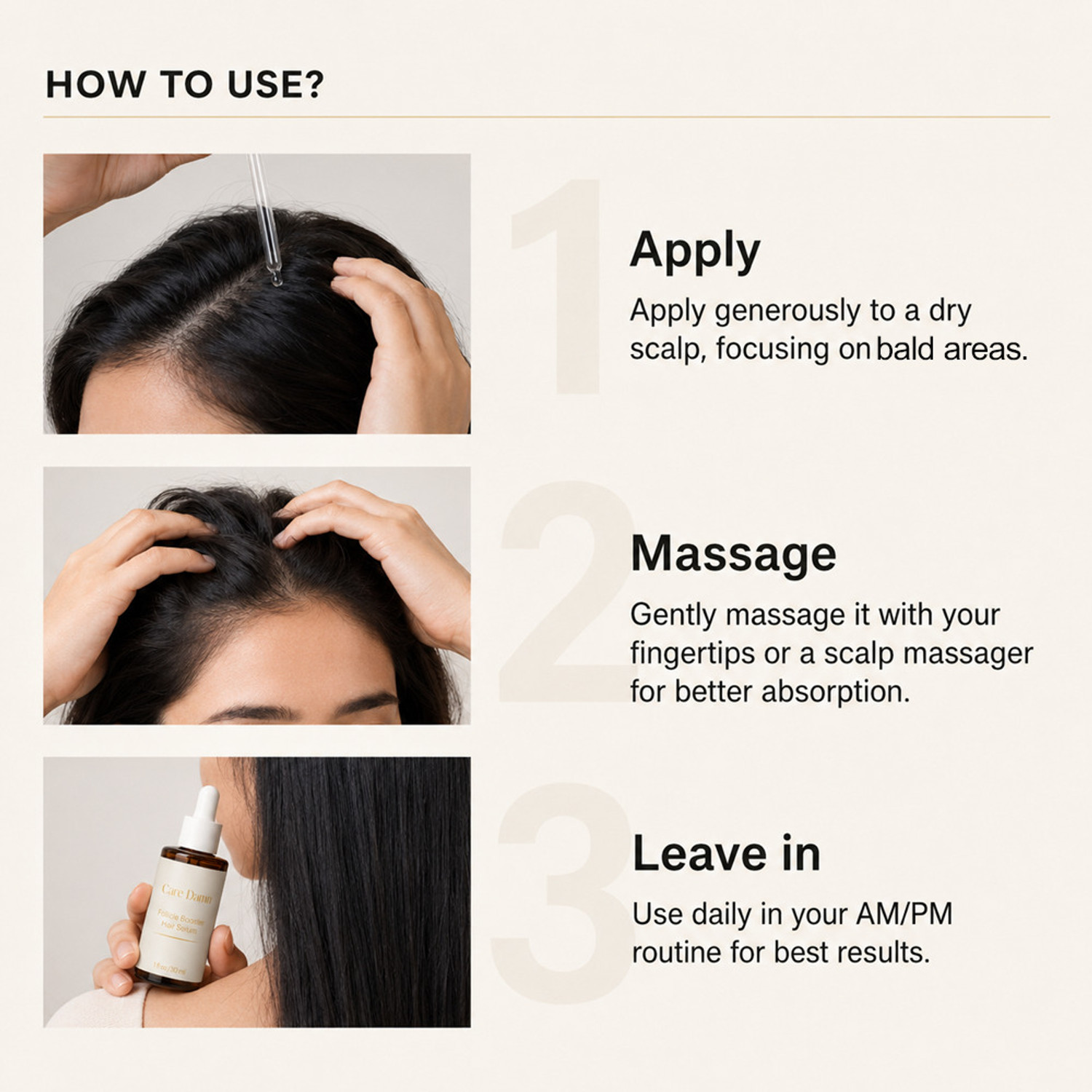 Image of CARE DAMN Hair Serum Follicle Booster Rice Water, Biotin Rosemary Daily Hair use Pack of 2