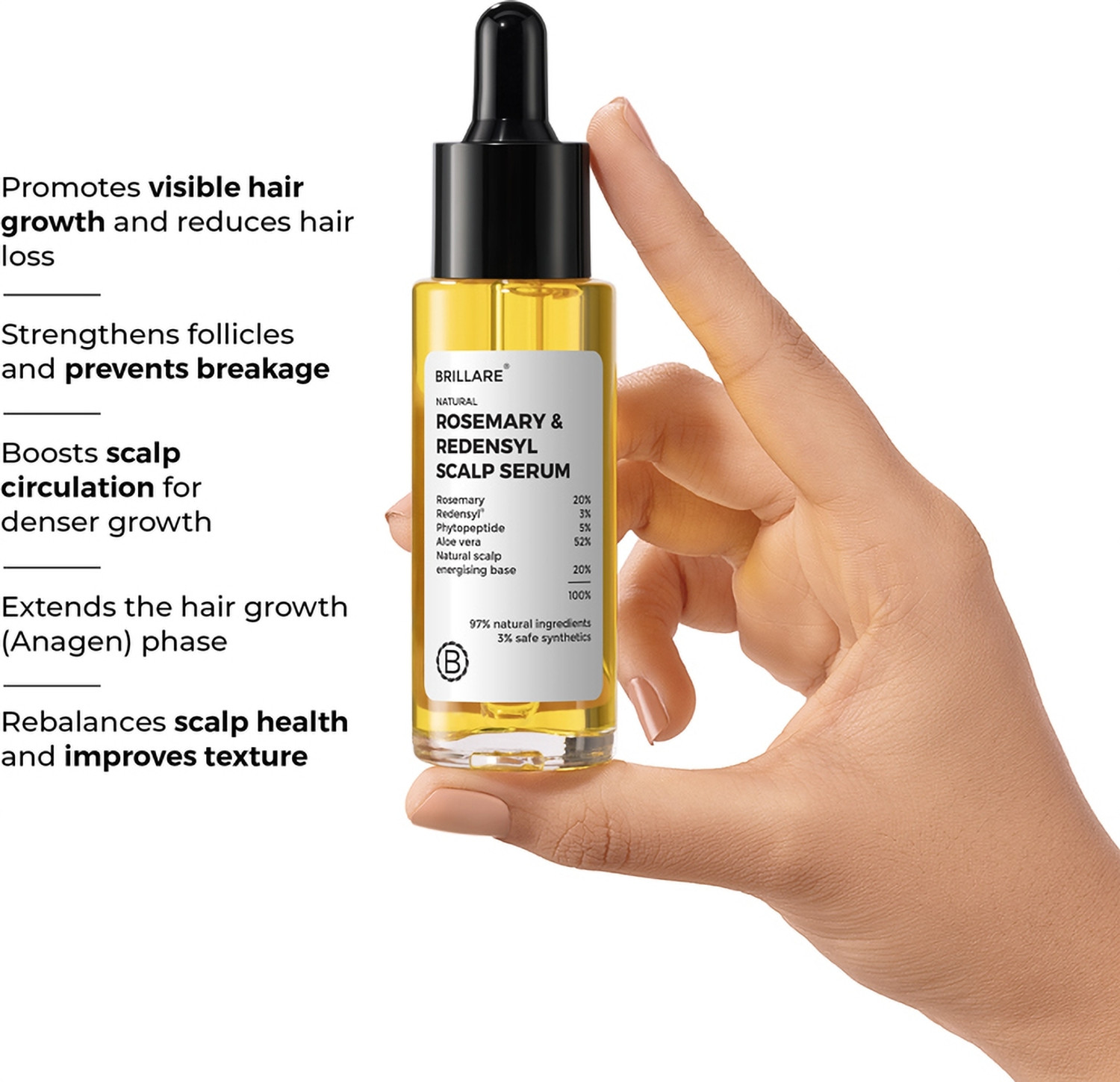 Image of BRILLARE 20% Rosemary & 3% Redensyl Hair Growth Serum with 5% Phytopeptide