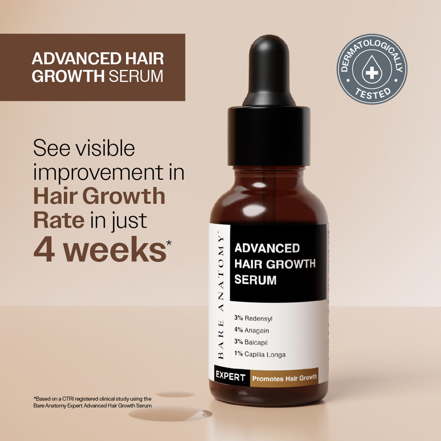 Image of BARE ANATOMY Advanced Hair Growth Serum - Redensyl, Rosemary, Anagain, Biotin | Women & Men