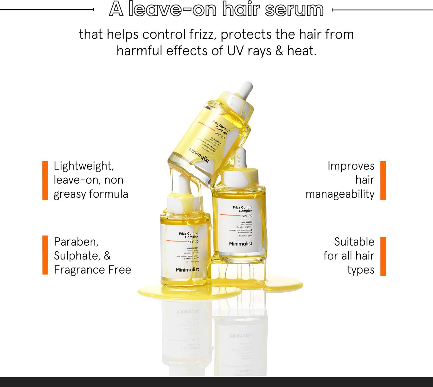 Minimalist Frizz Control SPF 30 Hair Serum 50ml - Image 2