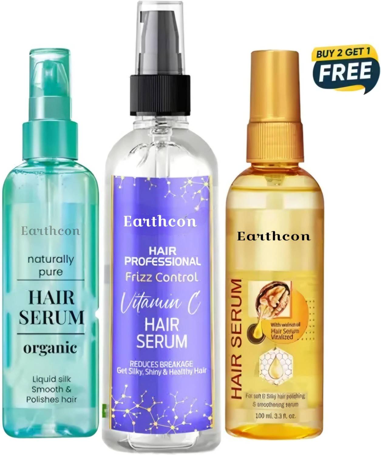 Earthcon Combo of Hair Serum for Frizz Control, Reduces Breakage&