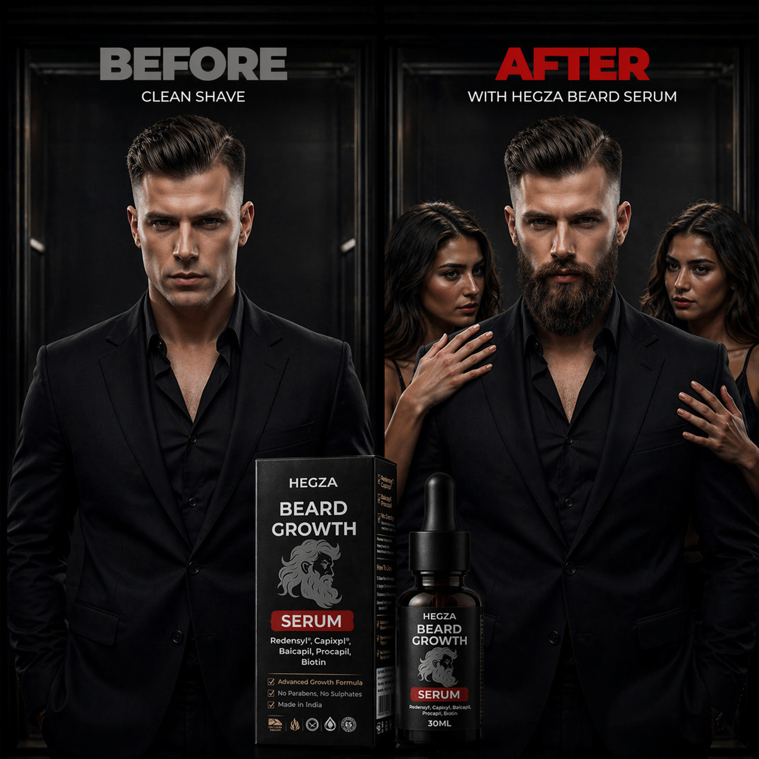 Image of Hegza Advanced Beard Growth Serum with Redensyl & Biotin for Thick Beard