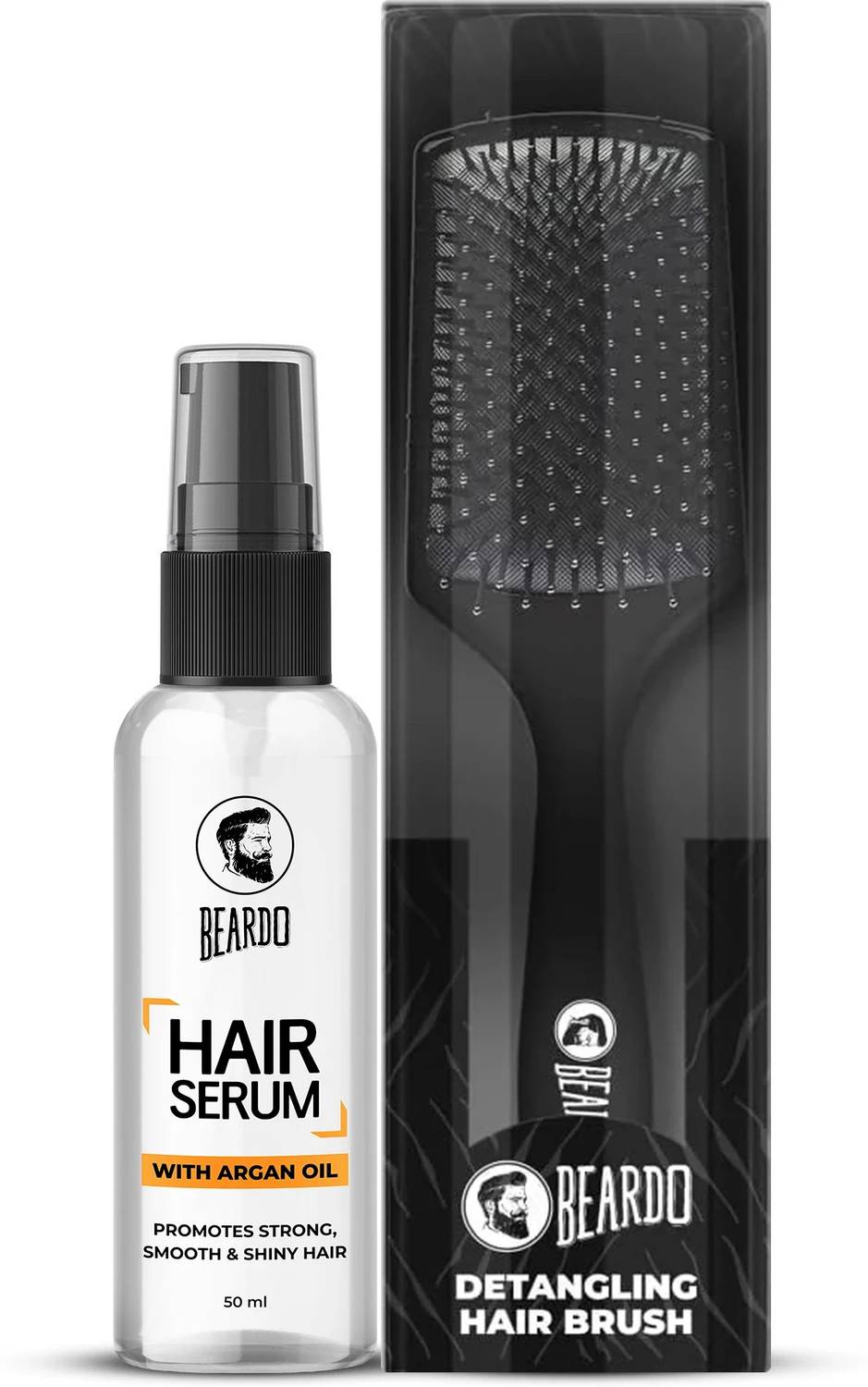 BEARDO Combo For Men | Hair Serum 50ml, Detangling Hair Brush | Smooth & Shiny Hair