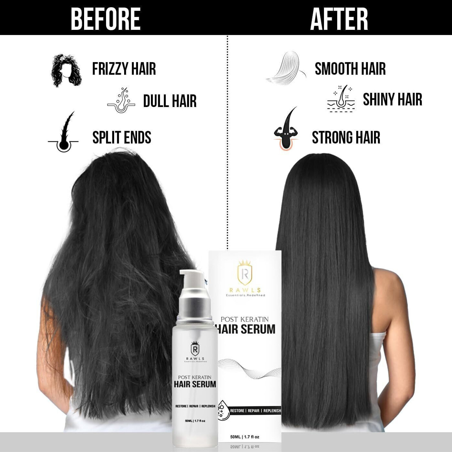 Image of RAWLS Post Keratin Hair Serum , Argon oil and Jojoba Oil