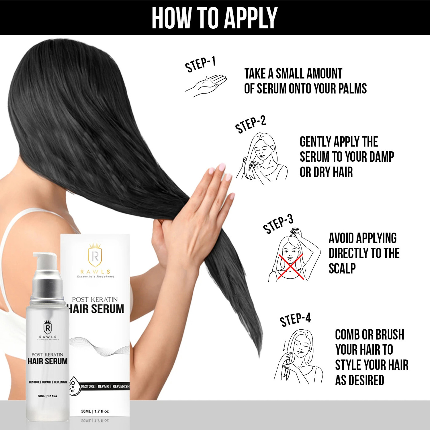 Image of RAWLS Post Keratin Hair Serum , Argon oil and Jojoba Oil