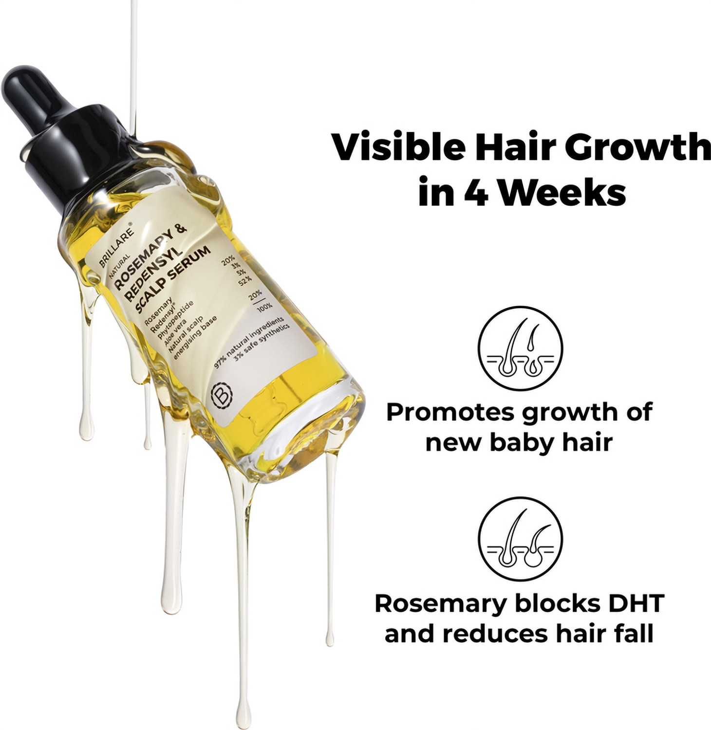Image of BRILLARE 20% Rosemary & 3% Redensyl Hair Growth Serum with 5% Phytopeptide