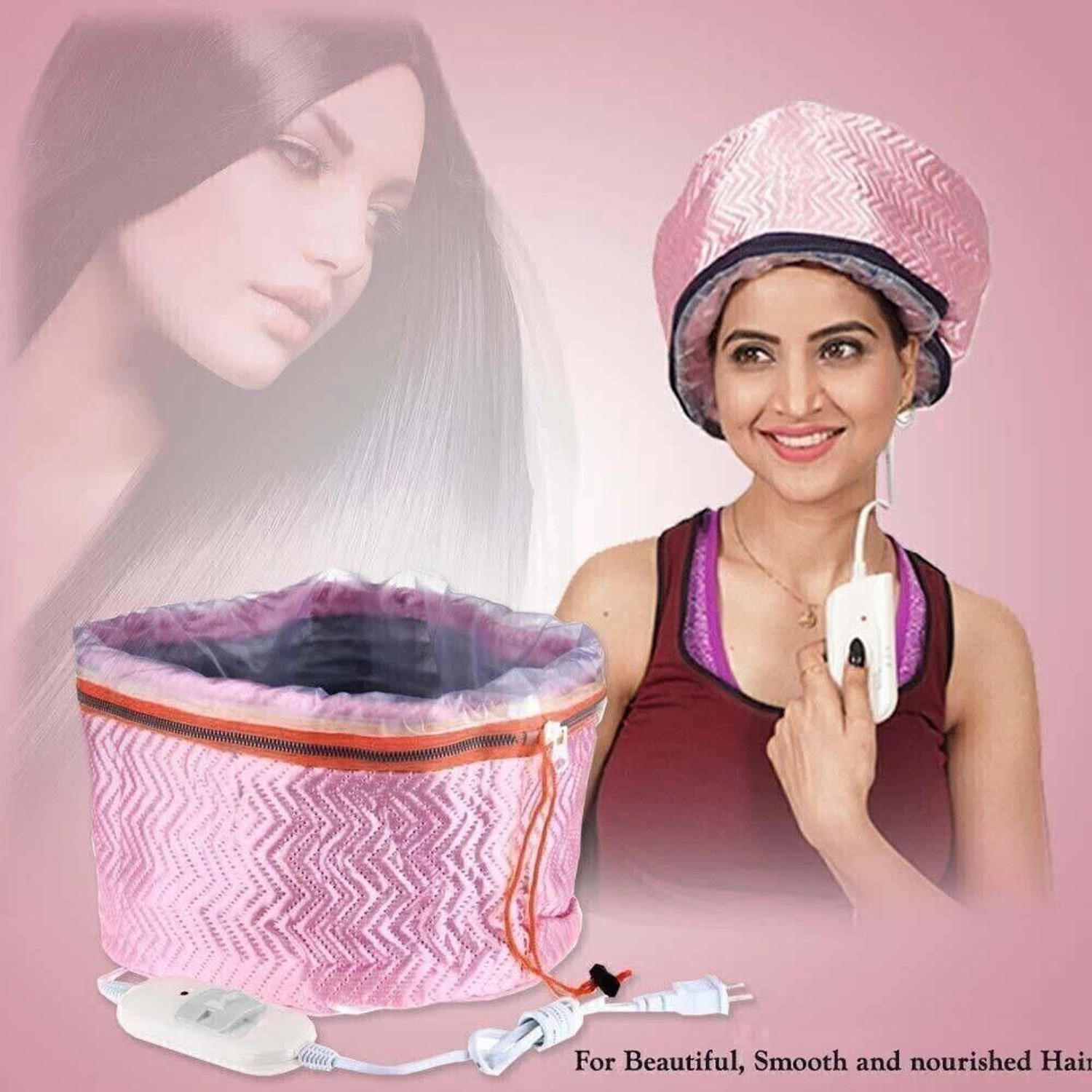 Image of VONITY Hair Spa Care Thermal Head Spa Cap Treatment with Beauty Steamer Nourishing Heating Cap, Spa Cap For Hair, Spa Cap Steamer For Women (HAIR SPA CREAM FREE) Hair Steamer