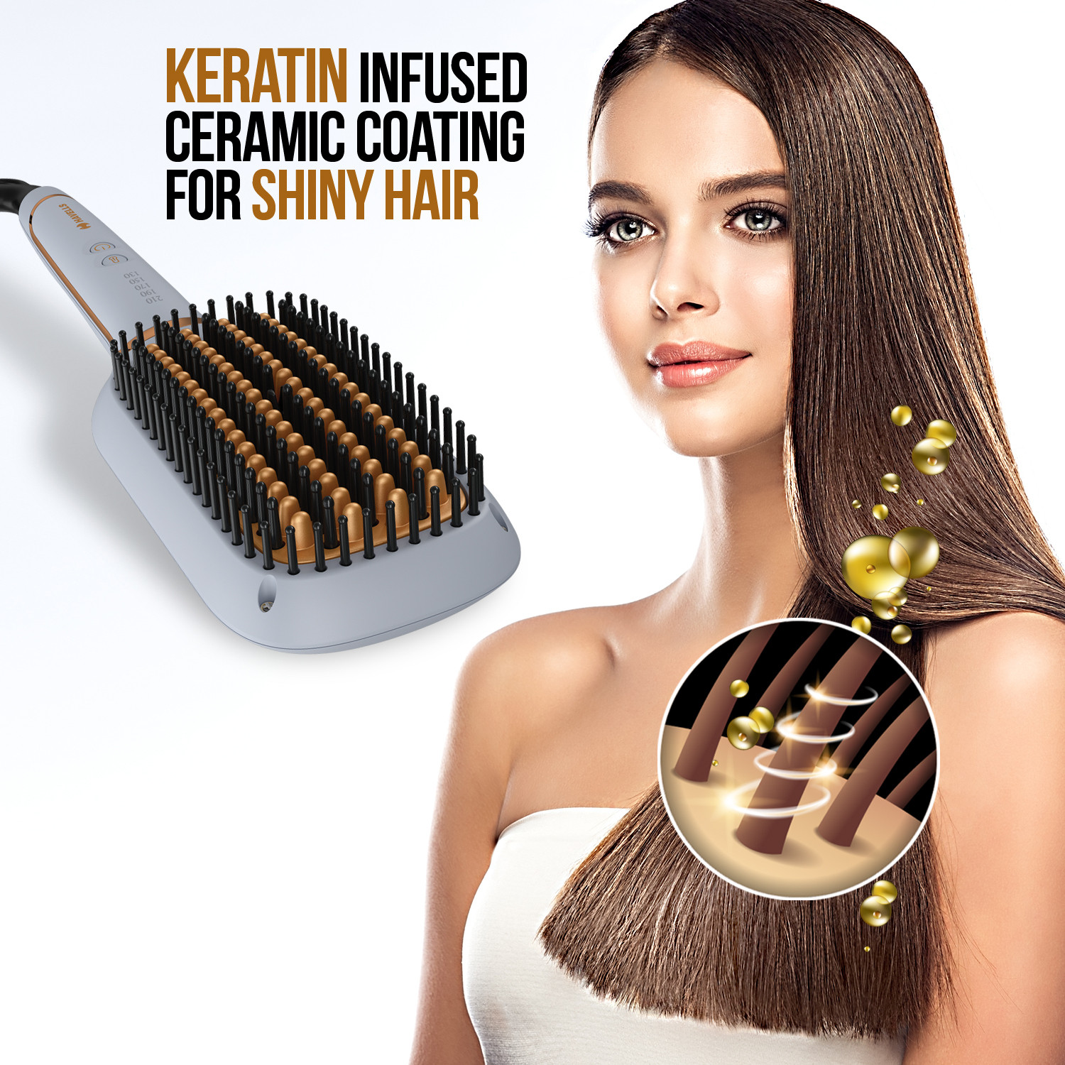 Image of HAVELLS HS6000 Keratin Infused Hair Straightening Brush with Temperature Control HS6000 Keratin Infused Hair Straightening Brush with Temperature Control Hair Straightener Brush