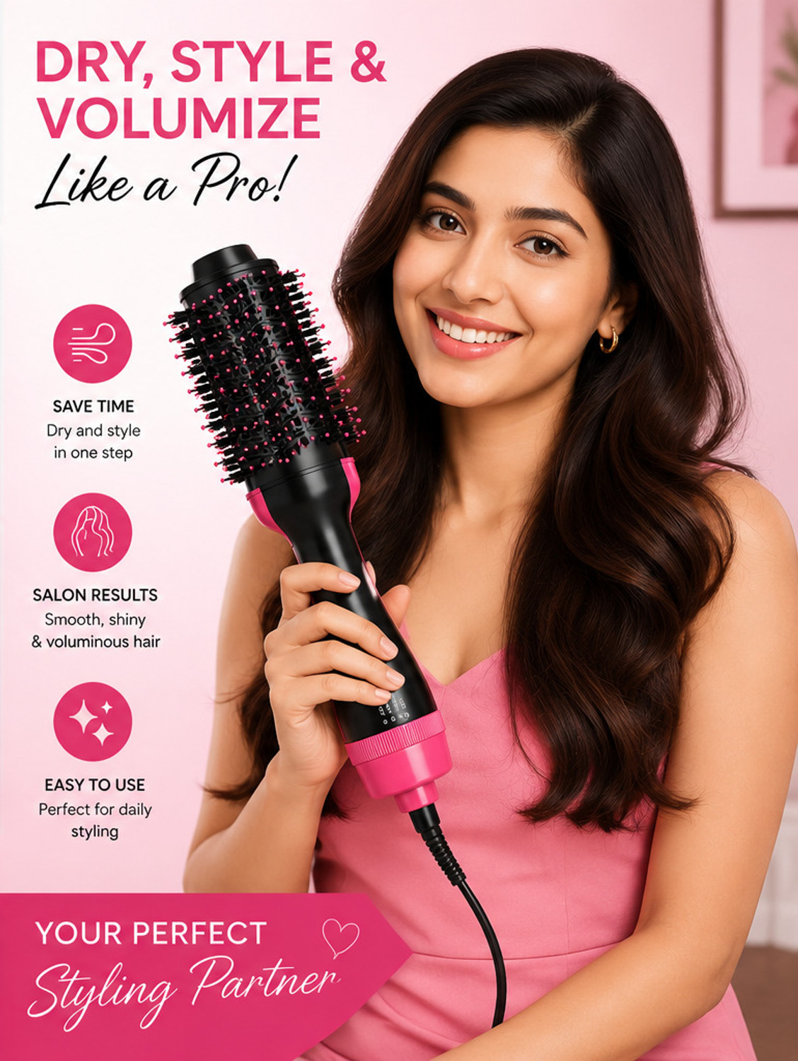 Image of Alcmax Hair Dryer Volumizer with Complimentary Mini Heat Comb for Women Hair Dryer & Styler Volumizer Brush Hair Straightener Brush