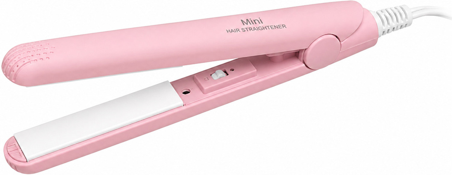 Image of Plusbeauty Hair Straightener Minimized Heat Damage with SilkPro Care Ceramic Coated Plates Pressing mashine small Hair Straightener (Pink)