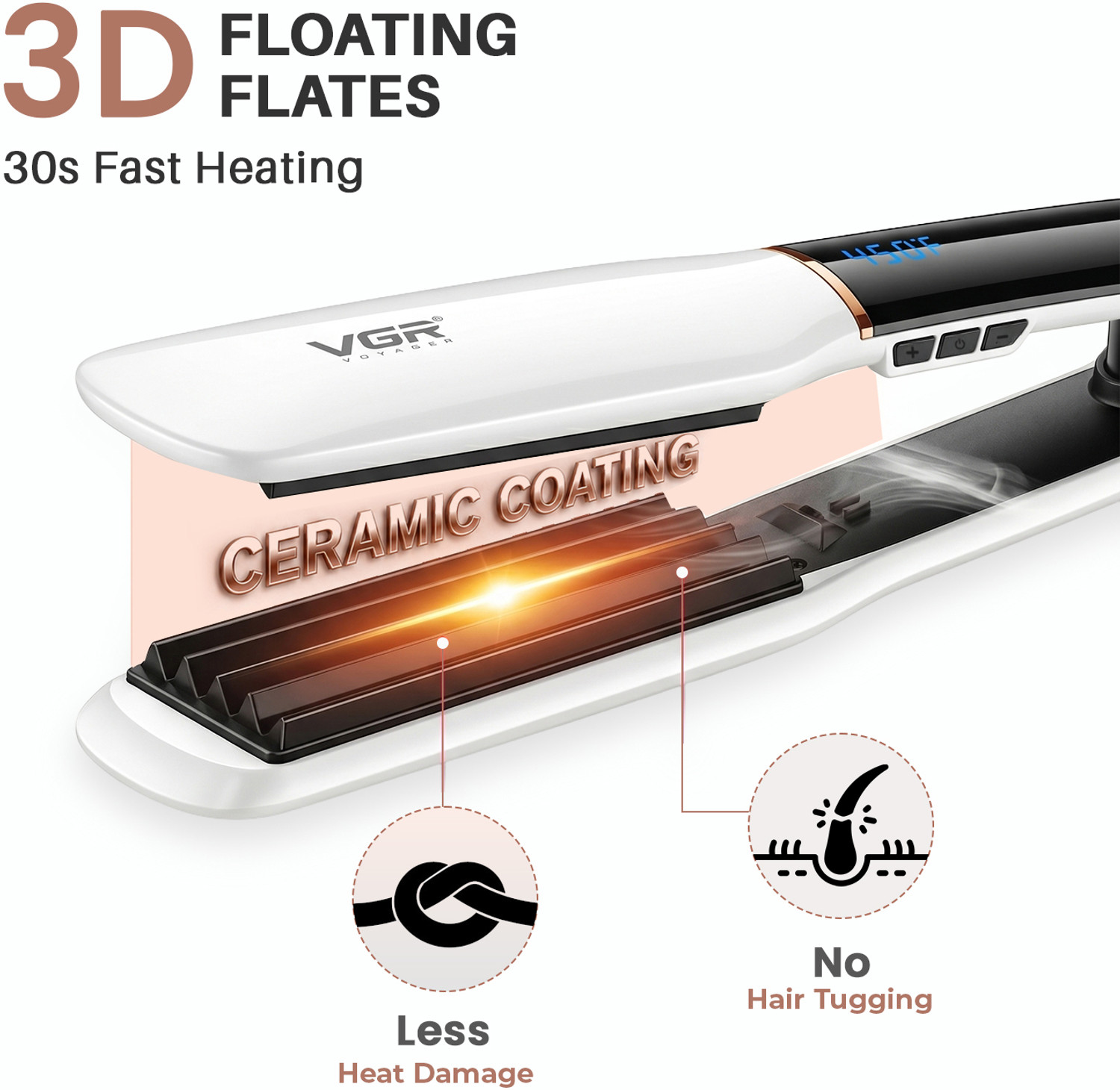 Image of VGR V-519 Professional Hair Straightener with Slim Ceramic Plate, Adjustable Heat V-519 Hair Styler