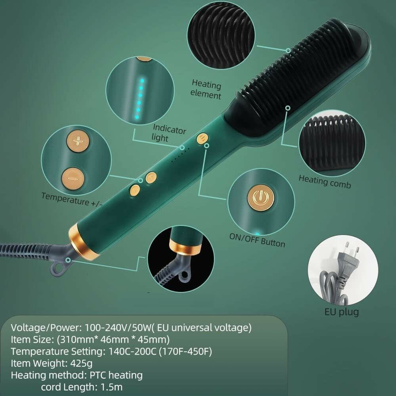 Image of YAMA IMPEX Hair Brush Curling Anti-perm Straight Hair Comb Hair Iron Hair Styler Tool S55 Hair Straightener Professional HQT 909b comb Styler 5 Temperature Control M55 Hair Straightener Brush