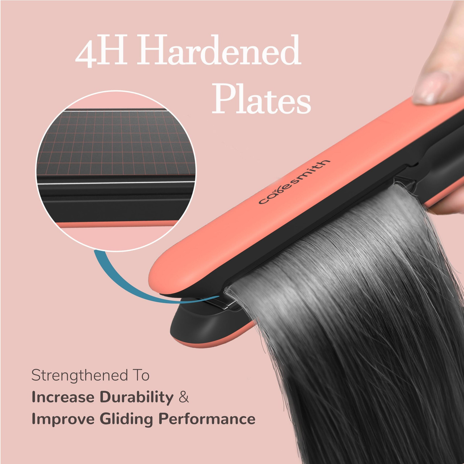 Image of caresmith Bloom Bloom Styler for Shiny & Friz free Hair Straightener (Salmon Pink)