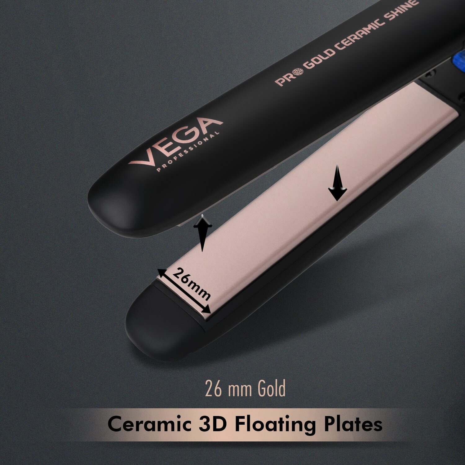 Image of Vega Professional Pro Gold Ceramic Shine Hair Straightener (VPMHS-08) VPMHS-08 Hair Straightener
