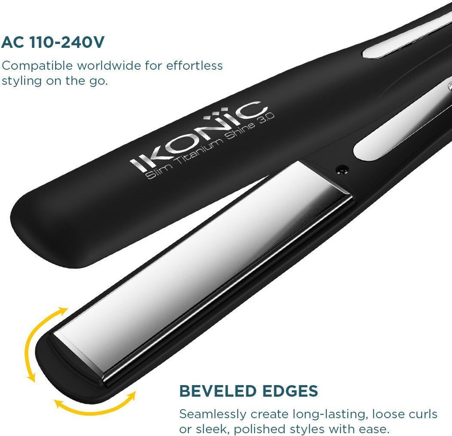 Image of Ikonic Professional Women Hair Straightener with Digital Temperature Adjustment Slim Titanium Shine 3.0 Hair Straightener