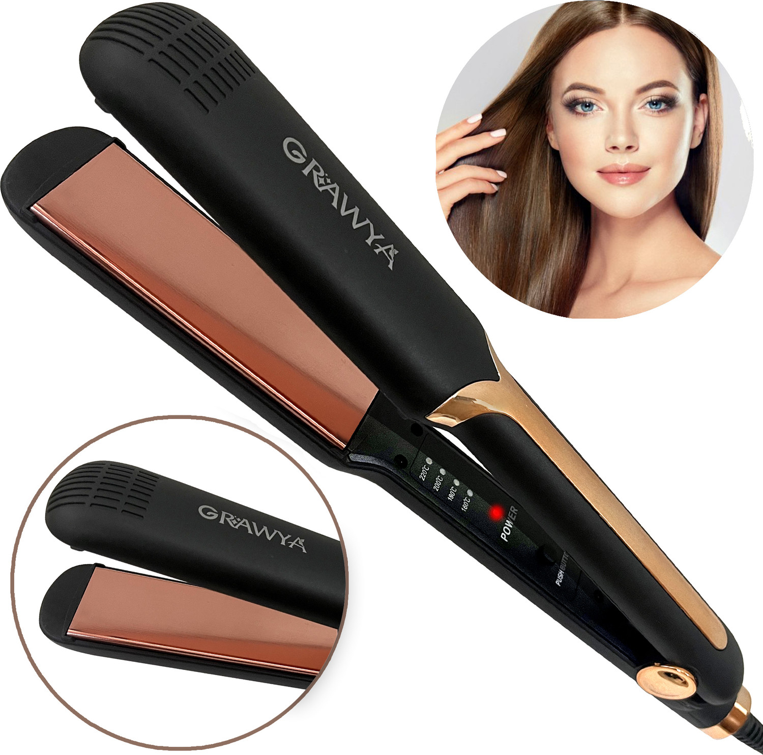 Image of Grawya 8215 S Professional Neo Tress Hair Straightener with Floating Flat Ceramic Plate Hair Straightener