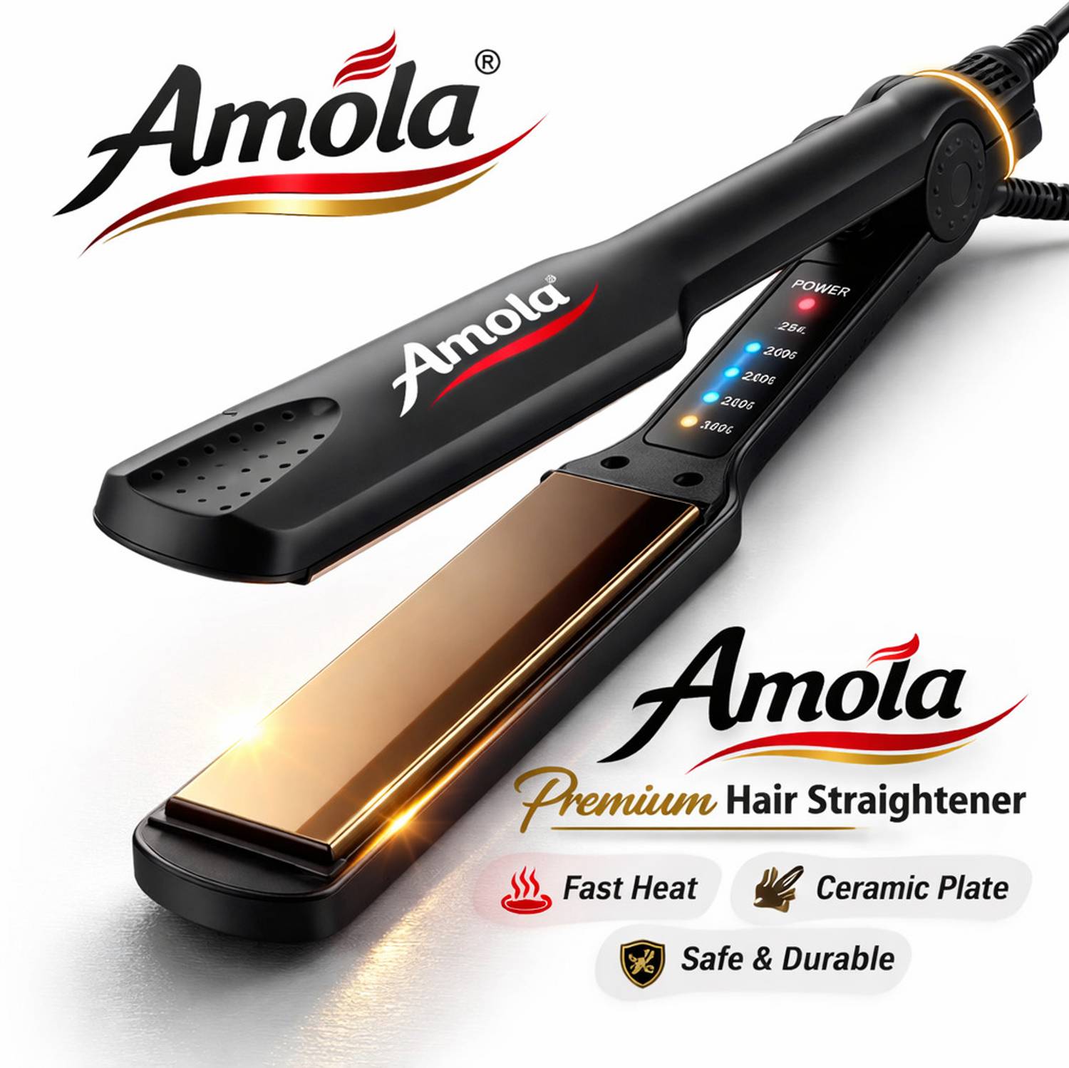 Amola AM-329 Hair Straightener Black - Image 1