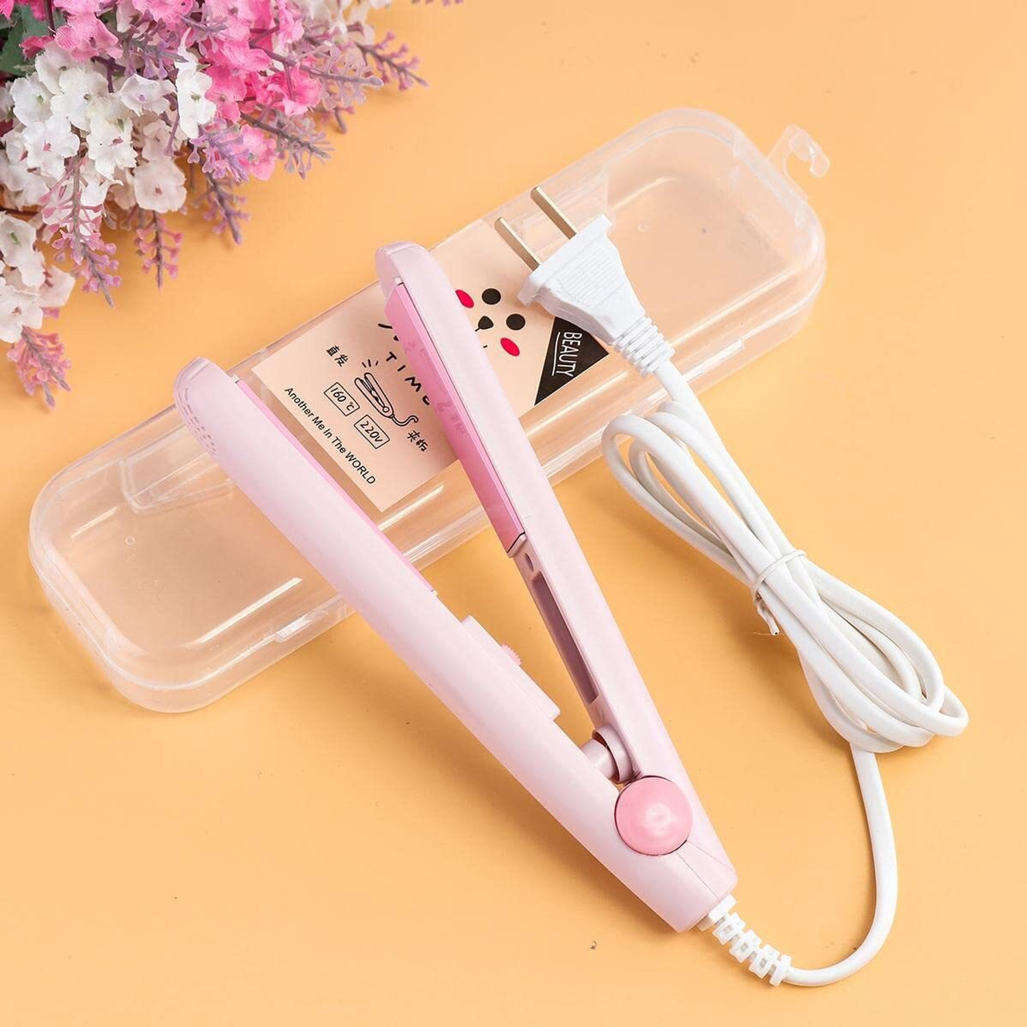 Image of VELVIA Portable Hair Straightener Mini - Wireless, USB Rechargeable, Compact, Sleek Beauty Mini Professional Hair Straightener Flat Iron Specially Designed for Teen Hair Straightener (Pink)