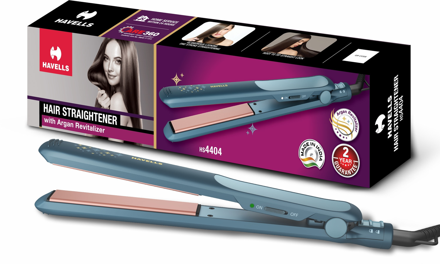 Image of HAVELLS Argan Revitalizer, Infused with Ceramic Coating & Instant Heating Technology HS4404 Argan Revitalizer Hair Straightener