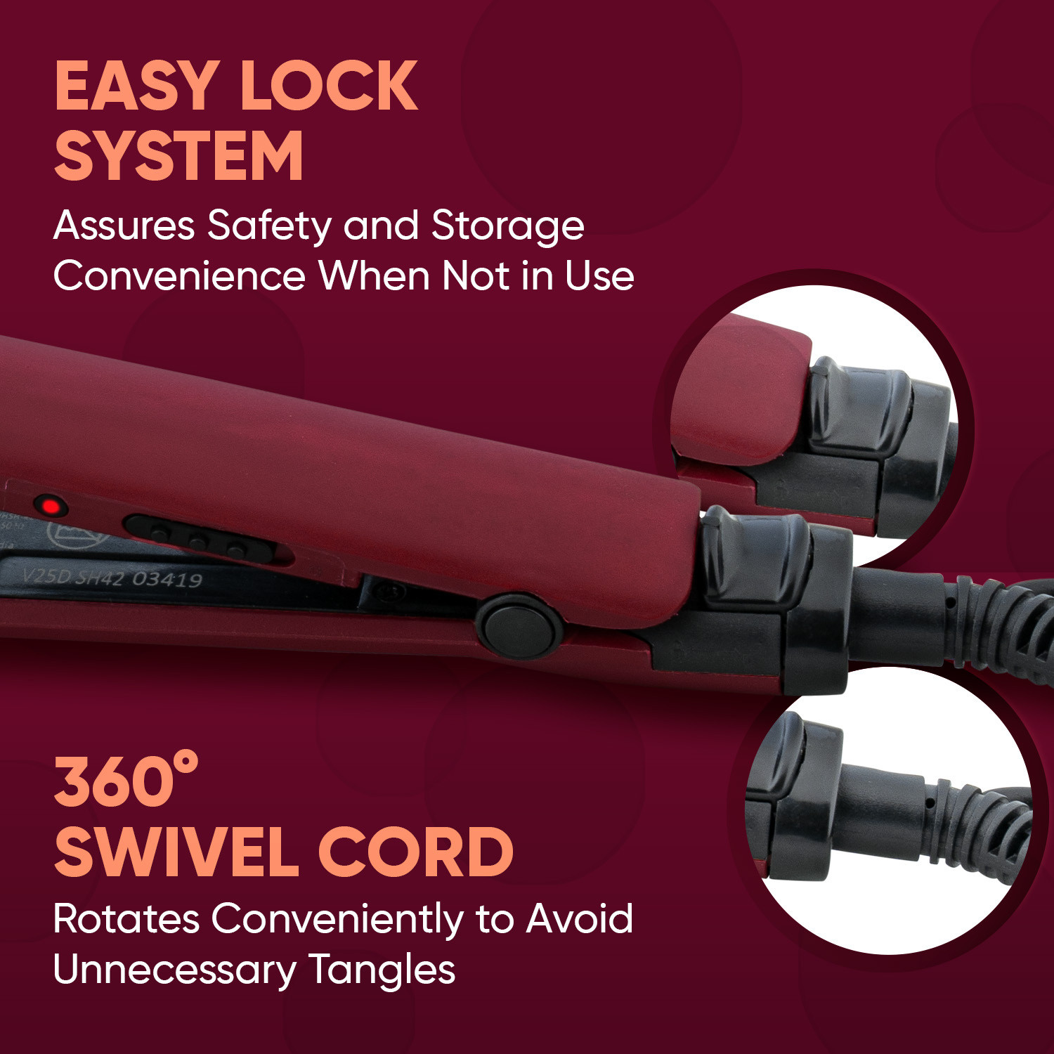 Image of VEGA Ceramic SleekOn Hair Straightener for Women with Quick Heat up & Travel Lock, (VHSH-44) Hair Straightener