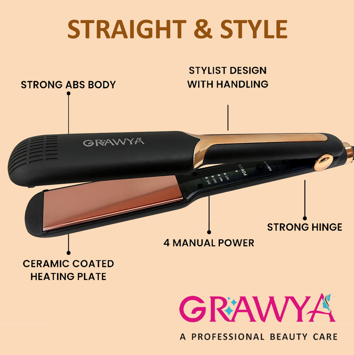 Image of Grawya 8215 S Professional Neo Tress Hair Straightener with Floating Flat Ceramic Plate Hair Straightener
