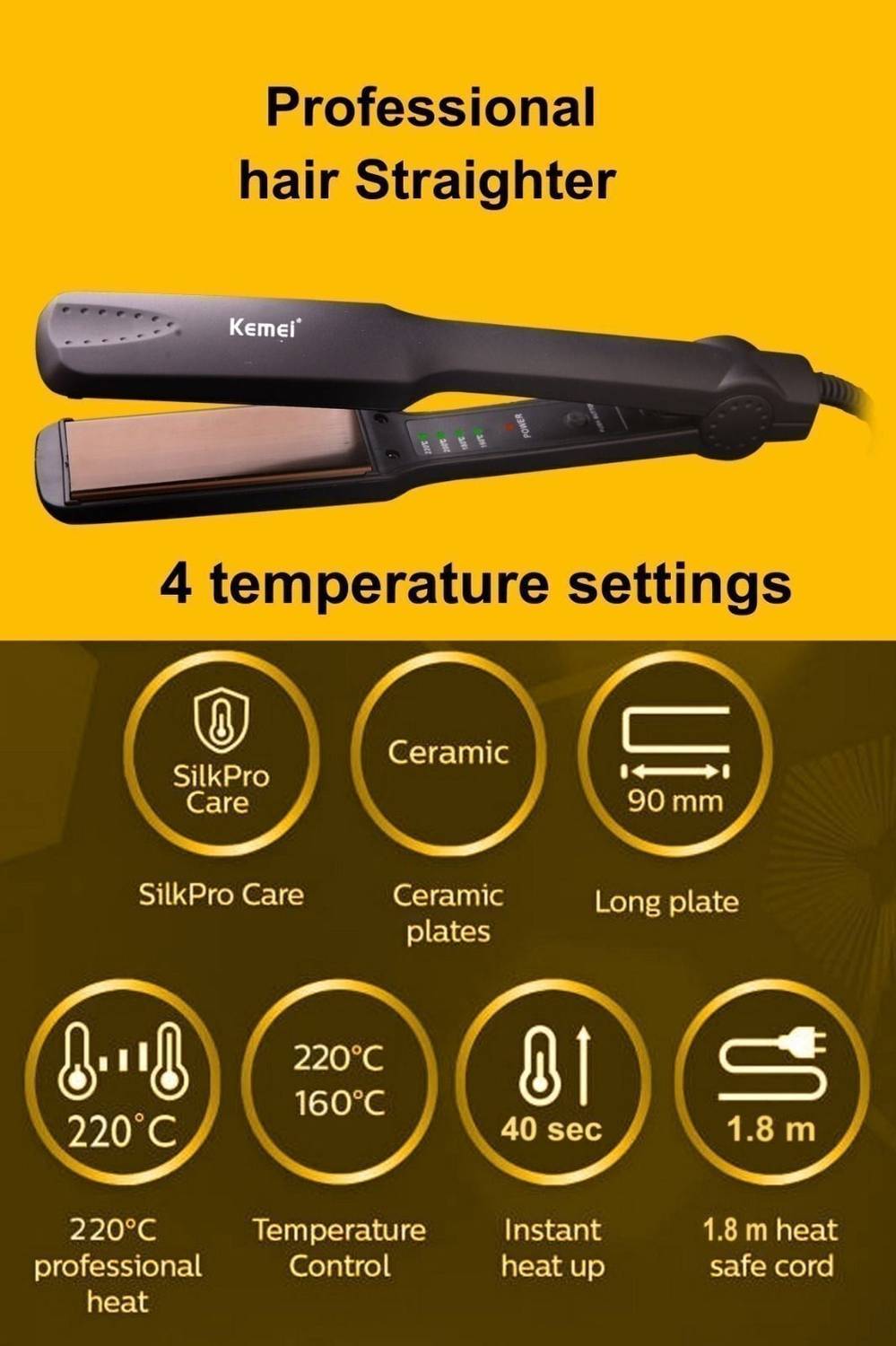 Kemei KM-329 Temperature Control Hair Straightener - Image 5