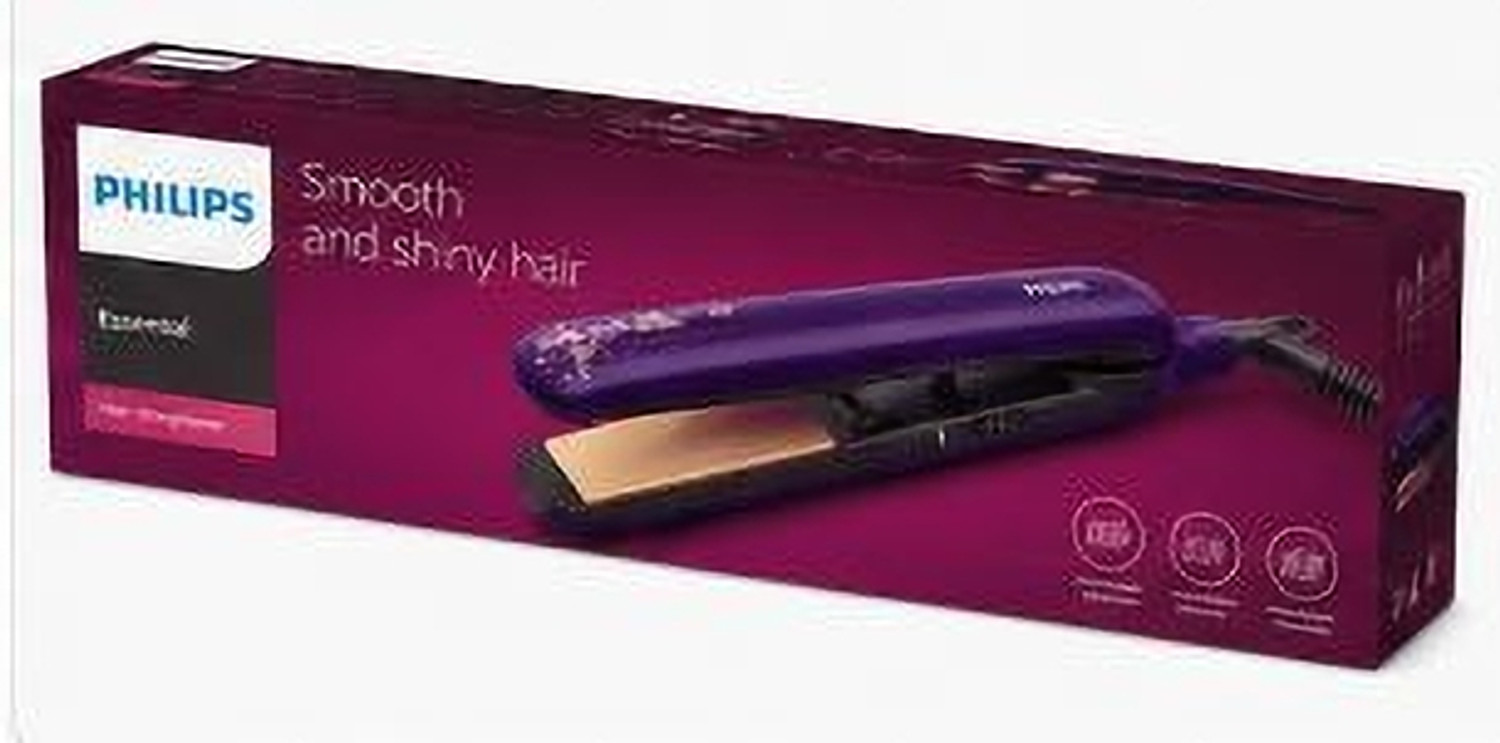Image of PHILIPS BHS386 Hair Straightener Ceramic Plate Hair Styler Fast Heat Up Purple Hair Straightener (Purple)