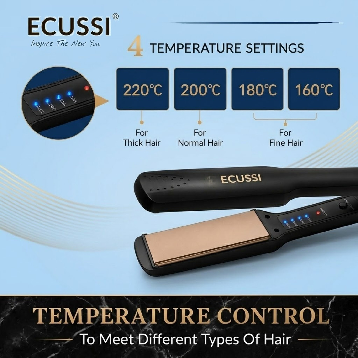 Image of ECUSSI Professional Digital Ceramic Hair Straightener 120C-230C HS-230D Hair Straightener