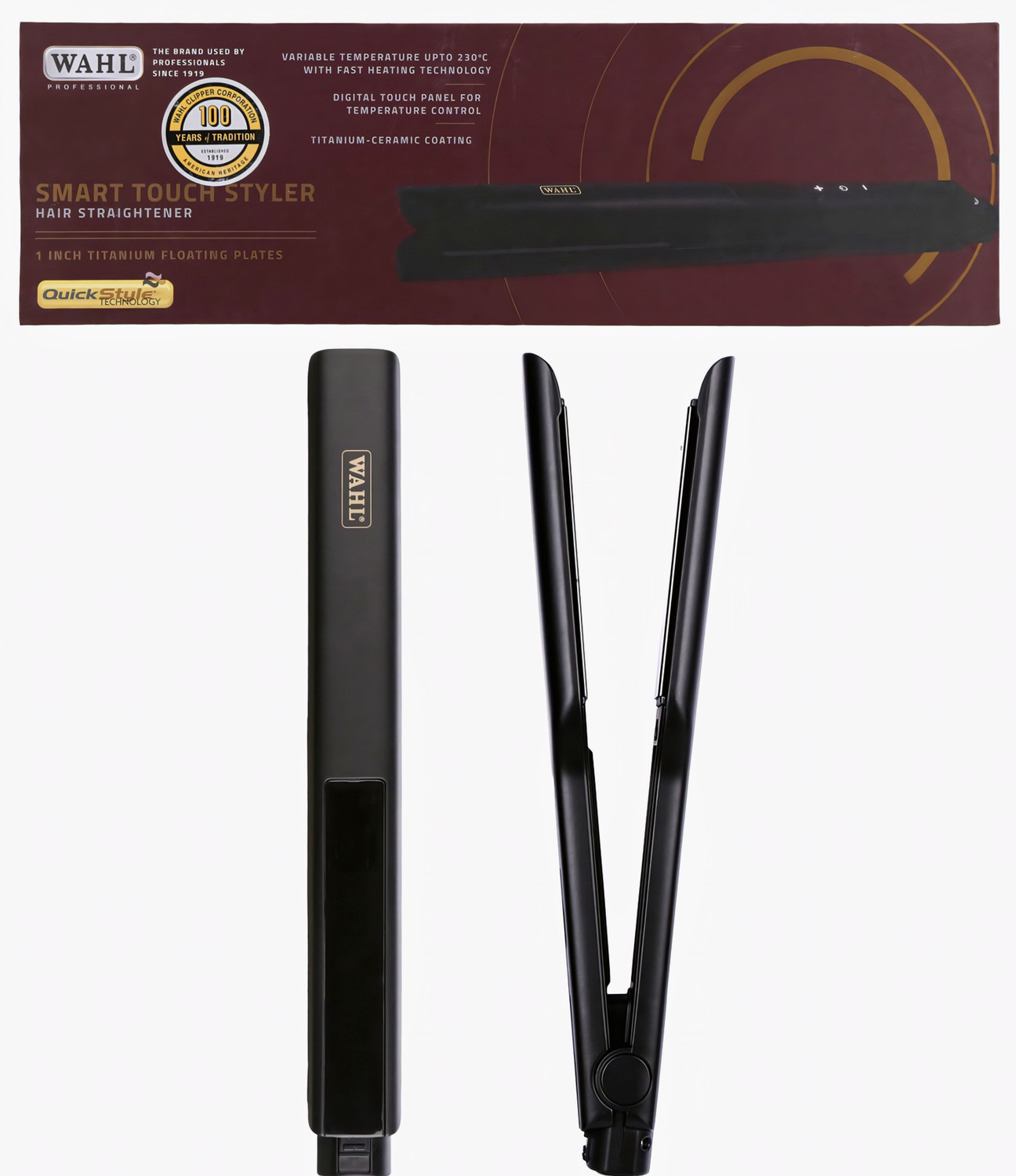 Image of WAHL 1 Inch Ceramic Plates | Quick Heat-Up Styling Tool for Salon & Home Use WPHS8-0124 Permanent + Keratin Hair Straightener