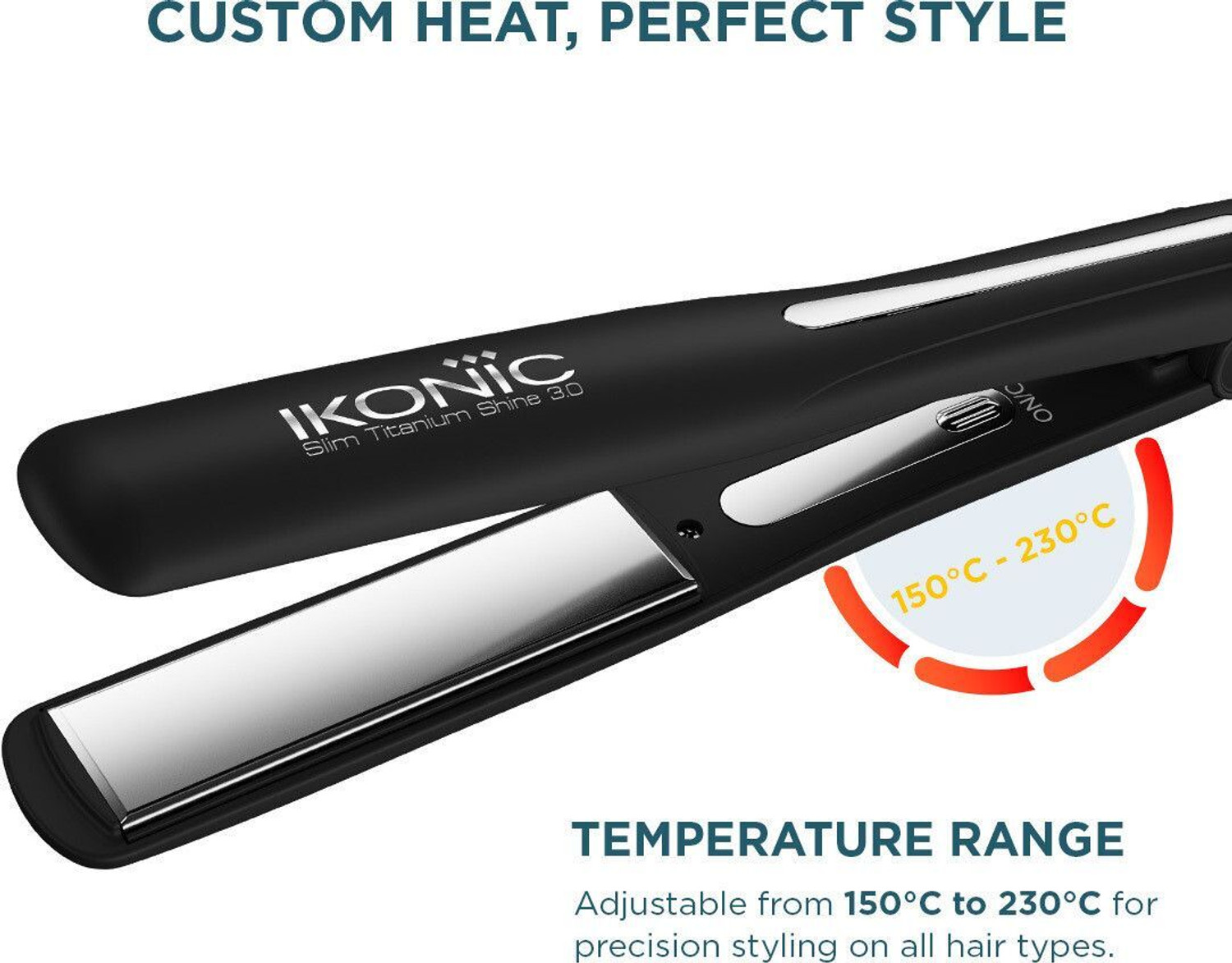 Image of Ikonic Professional Women Hair Straightener with Digital Temperature Adjustment Slim Titanium Shine 3.0 Hair Straightener
