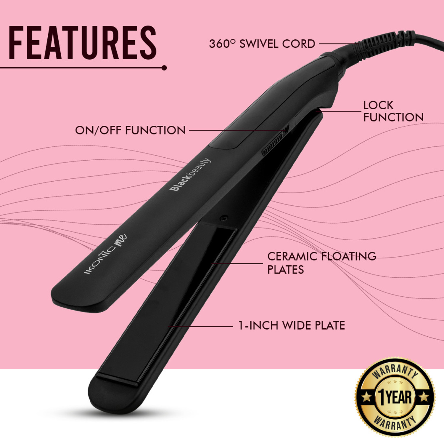 Image of IKONIC ME IKP-BB Black Beauty Hair Straightener