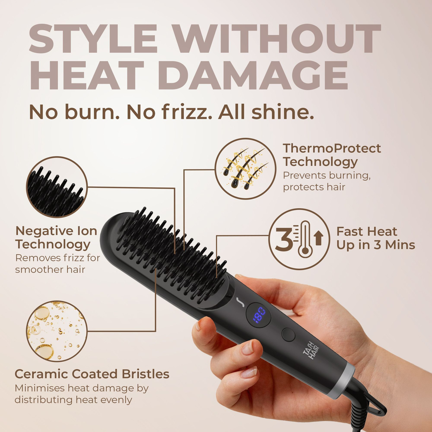 Image of Tash Hair Glide Connect Portable & Mini Straightening Comb Hair Straightener Brush