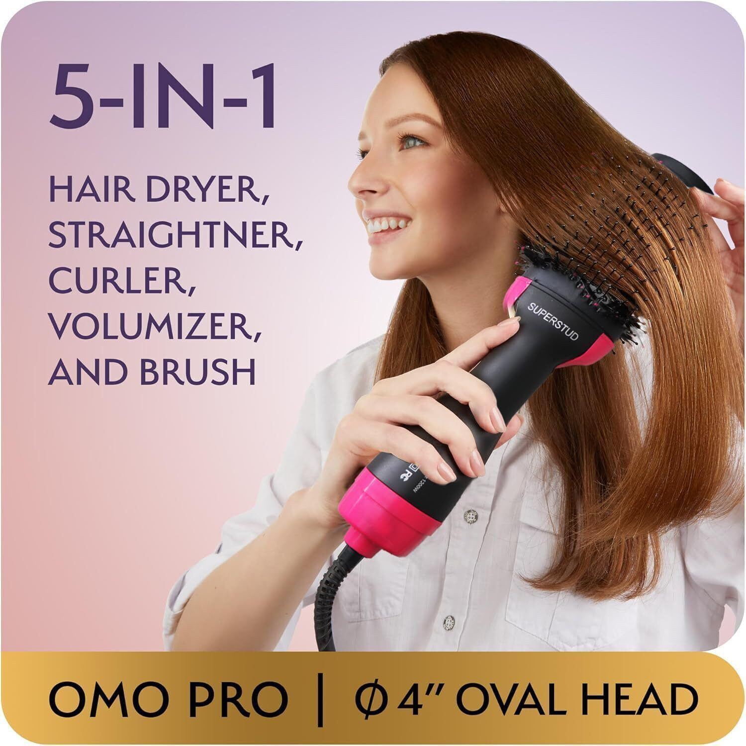 Image of SUPERSTUD Hair Dryer Straightener Brush For Woman Professional 4 In 1 Volumizer Hair Straightener Brush