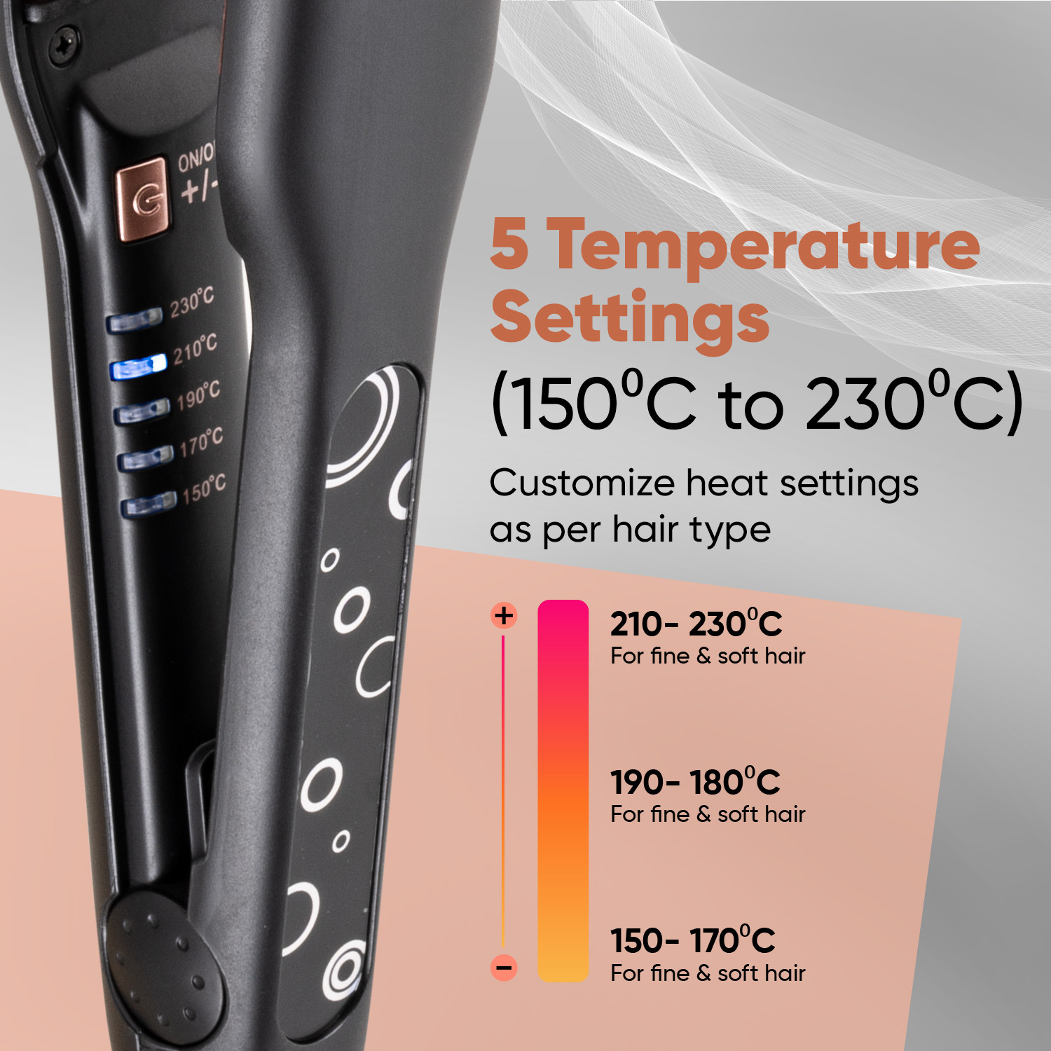 Image of VEGA Pro-Ease with Wide Ceramic Coated plates & Adjustable Temperature VHSH-26 Hair Straightener