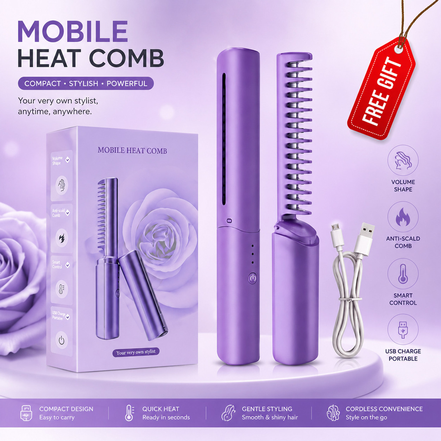 Image of Alcmax Hair Dryer Volumizer with Complimentary Mini Heat Comb for Women Hair Dryer & Styler Volumizer Brush Hair Straightener Brush