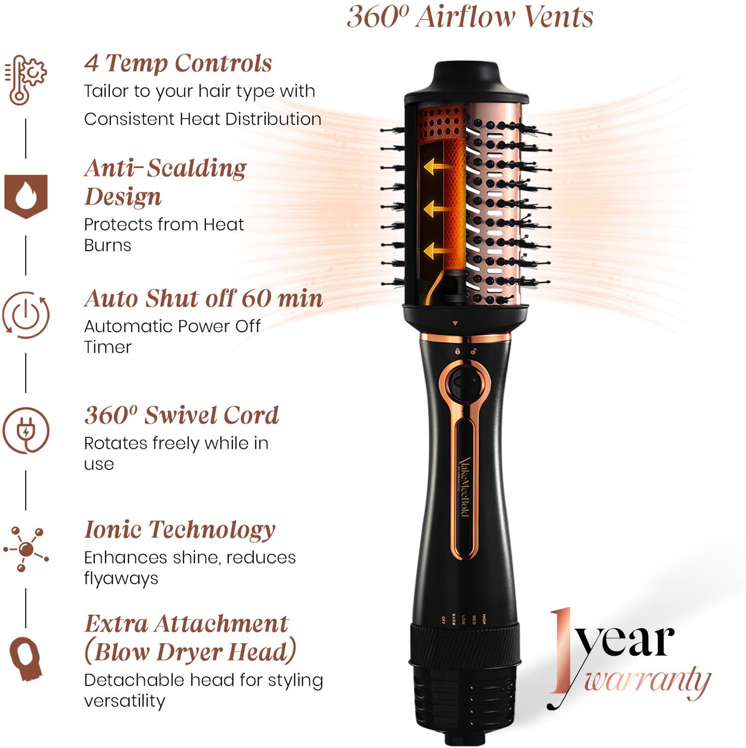 MakeMeeBold 3 in 1 Hot Air Brush for Women - Image 4
