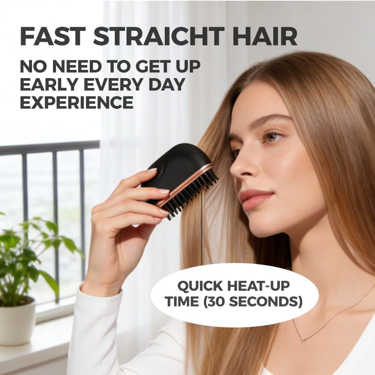 Image of PRMT Straight Hair Comb Comb Mini Cordless Ionic Hot Comb Mini Cordless Hair Straightener Comb USB Rechargeable Styler Black Pack of 1 Hair Straightener Brush (Black)