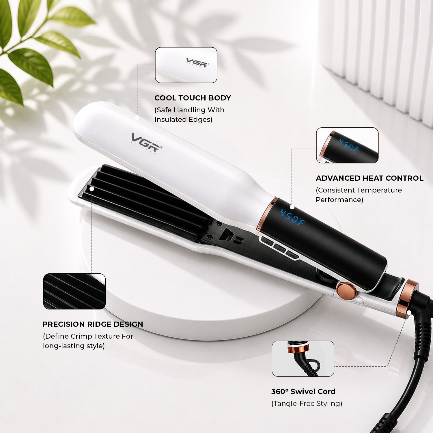 Image of VGR V-519 Professional Hair Straightener with Slim Ceramic Plate, Adjustable Heat V-519 Hair Styler