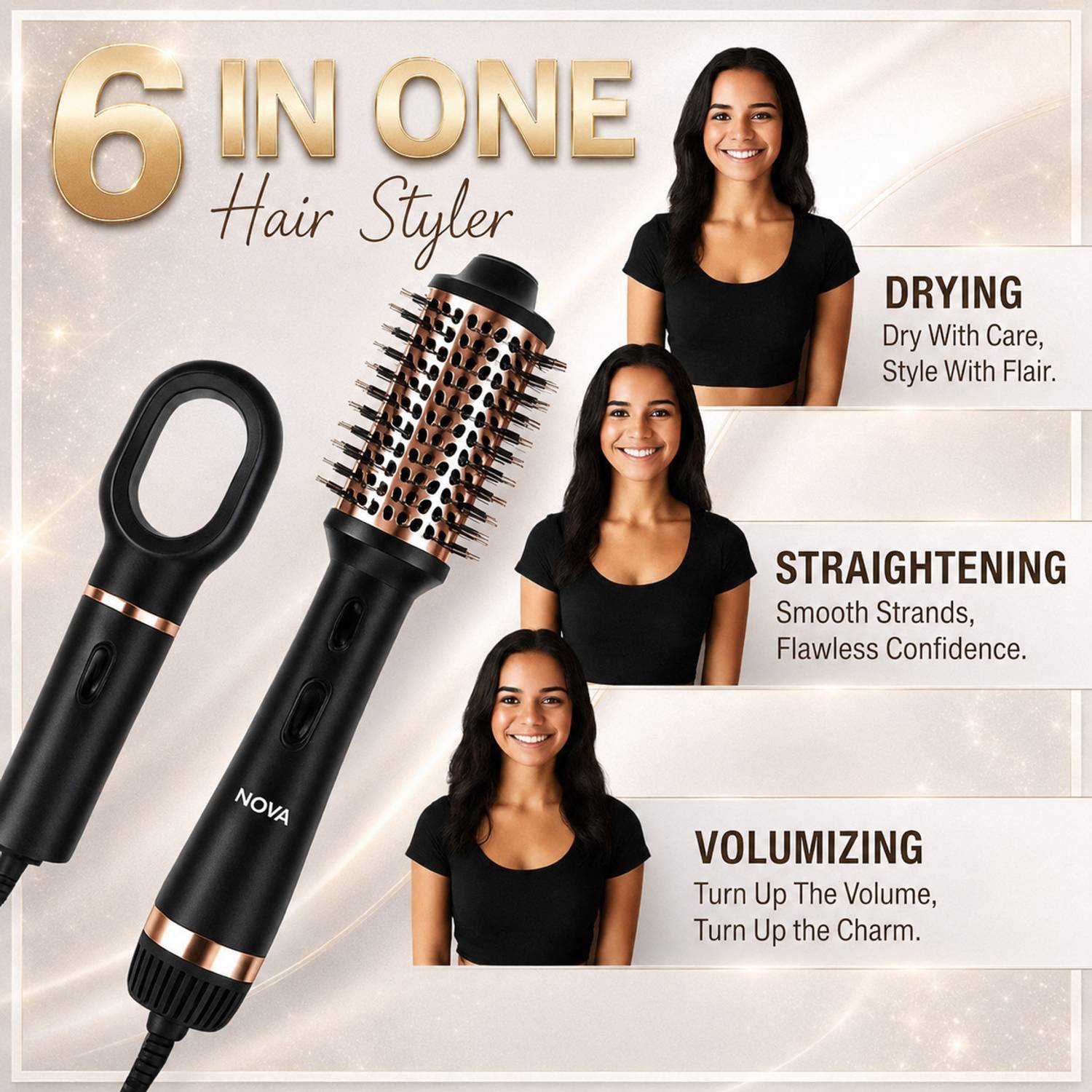 NOVA 6 in 1 Hot Air Brush for Women - Image 3