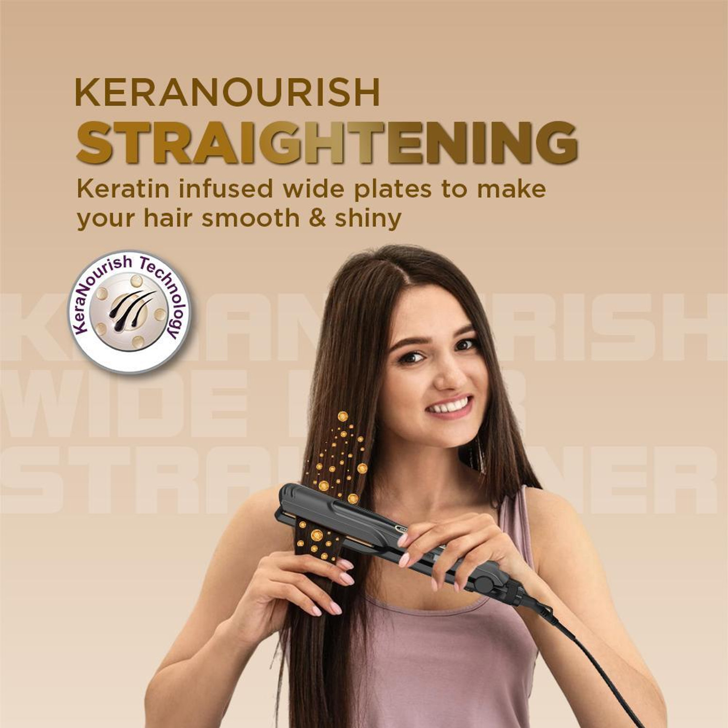 Image of HAVELLS Wide Plate Hair Straightener, Keratin Technology, For All Hair Types Wide Plate Hair Straightener, Keratin Technology, For All Hair Types Hair Straightener (Black)