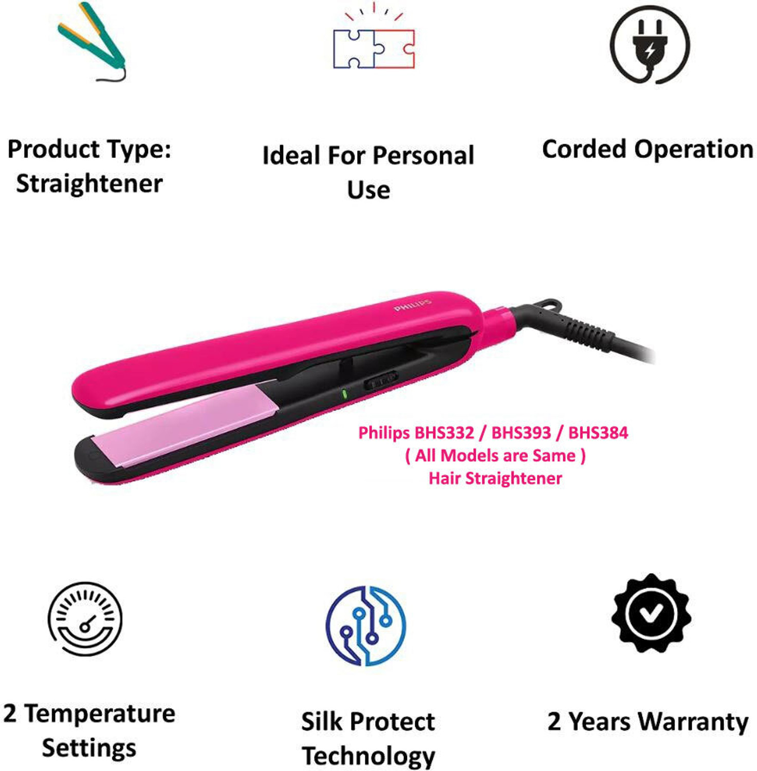 Image of PHILIPS BHS393 Hair Straightener