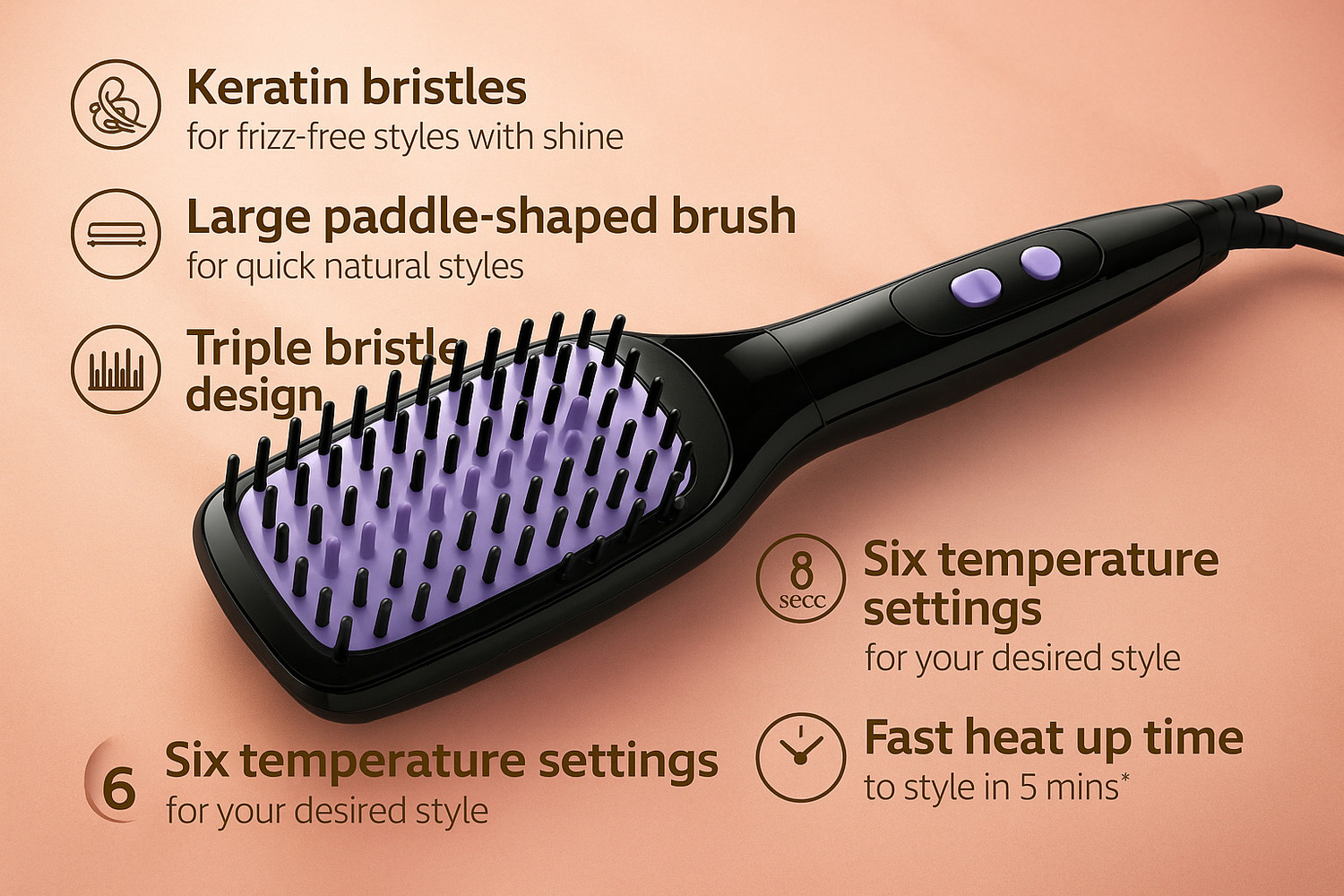 Image of NOVA NHS 908 Hair Straightener Brush