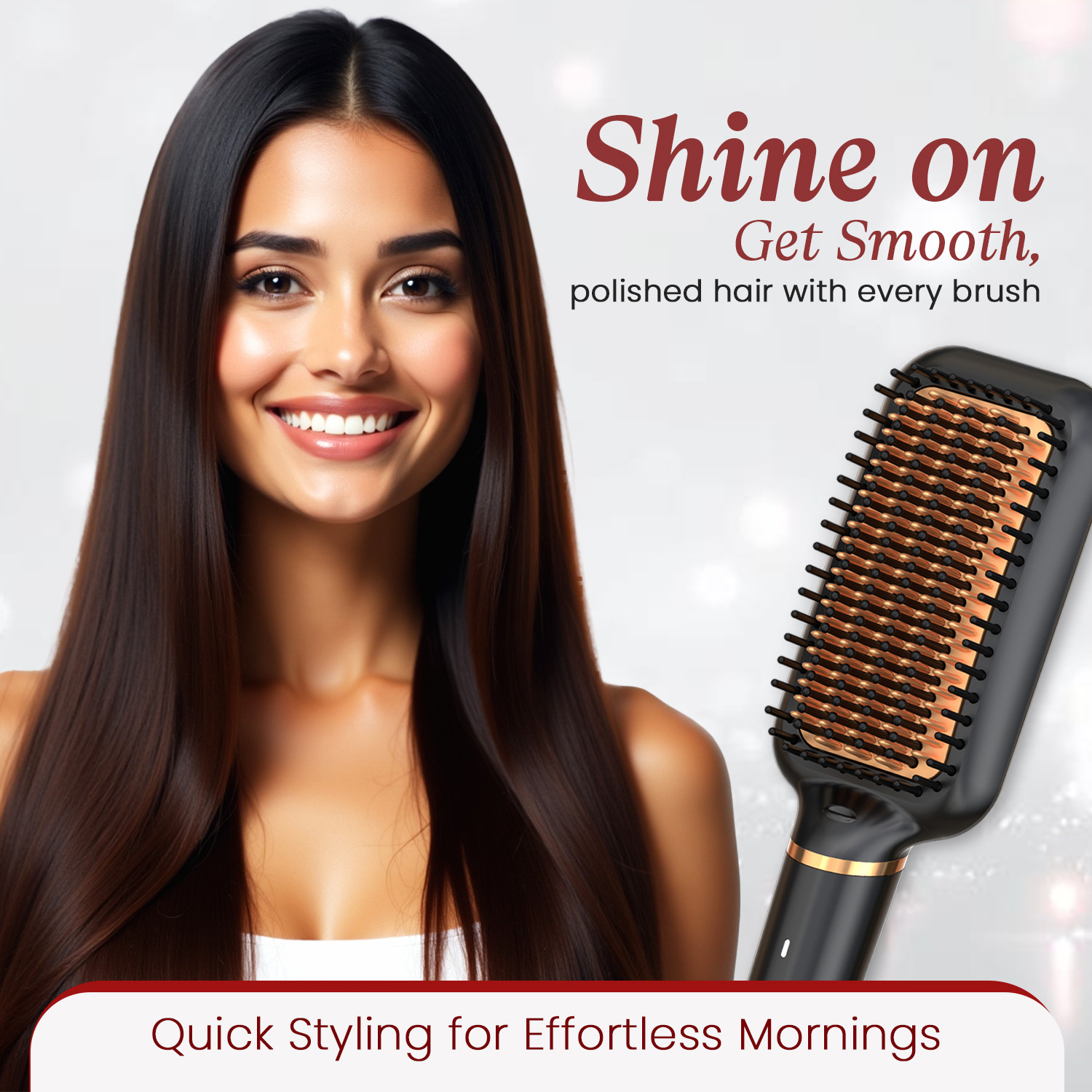 Image of MakeMeeBold Frizz-Free Hair Straightening Brush for Women | 73mm Large Paddle Design Electric Comb for Women | 2 Heat Settings 180C & 210C | Auto Shut-Off & 360 Hair Straightener Brush