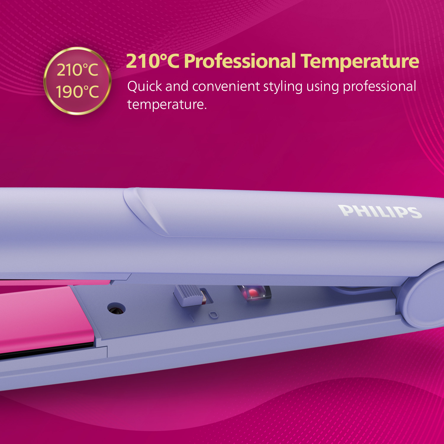 Image of PHILIPS Selfie Straightener BHS224 /00 Hair Straightener (Purple)