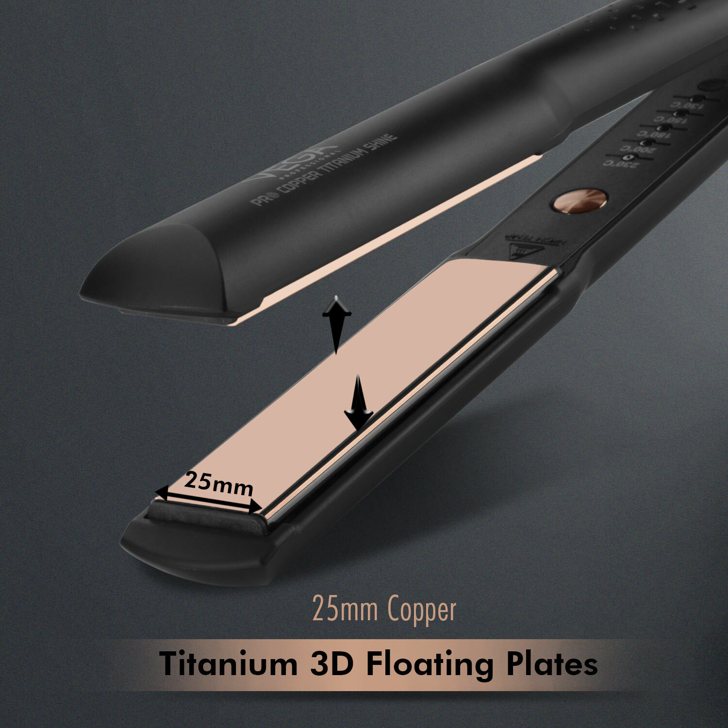 Image of Vega Professional Pro Copper Titanium Shine with Copper Titanium 3D Floating Plates (VPMHS-07) VPMHS-07 Hair Straightener