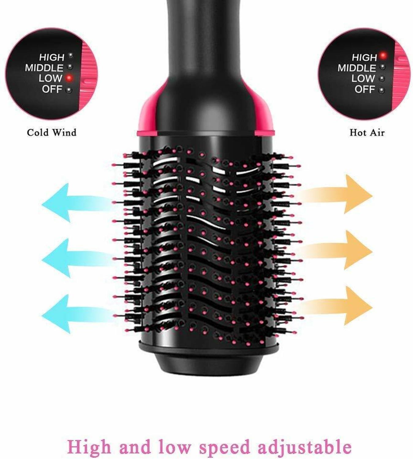 Image of NKK TRADERS One Step Hair Dryer and Volumizer, Hot Air Brush, 3 in1 Styling Brush Styler, Negative Ion Hair Straightener Curler Brush for All Hairstyle, Black