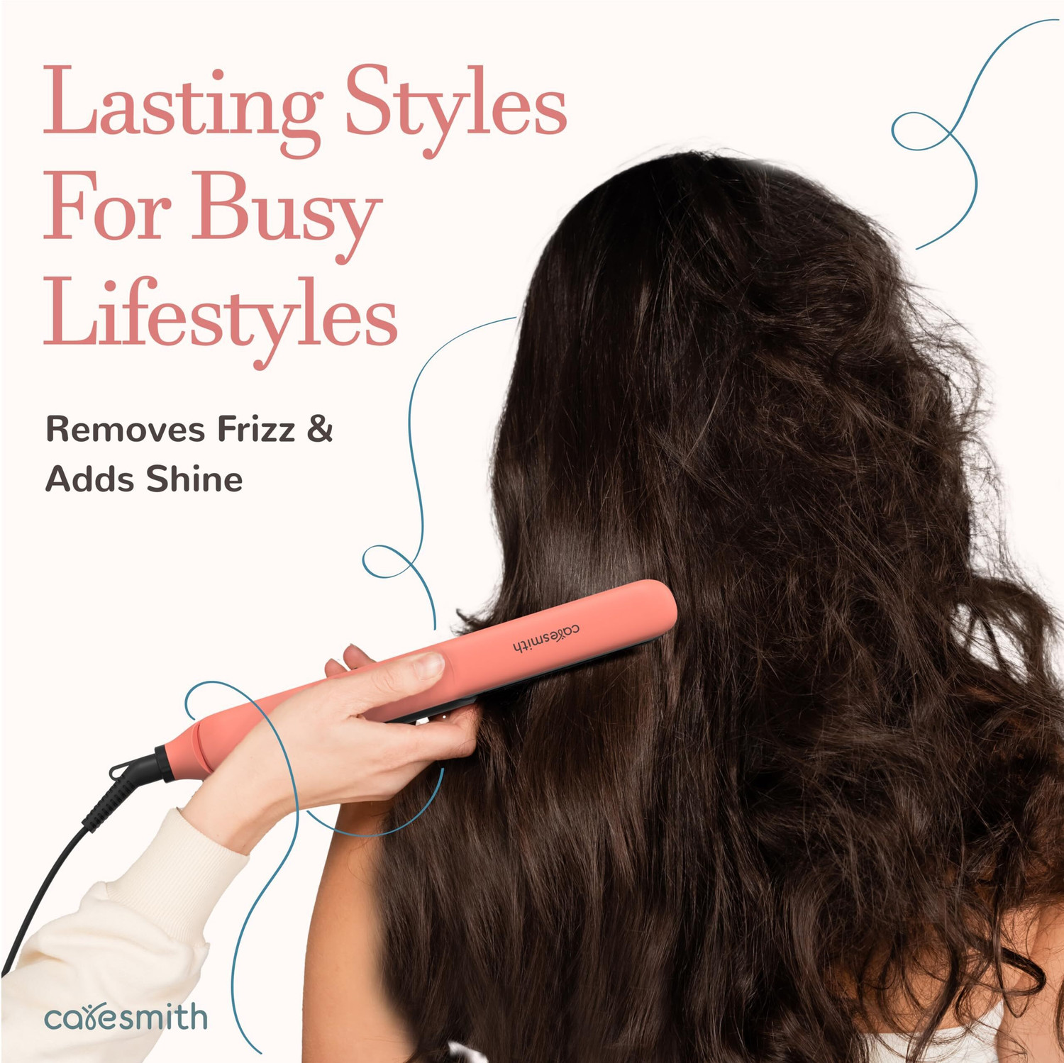 Image of caresmith Bloom Bloom Styler for Shiny & Friz free Hair Straightener (Salmon Pink)