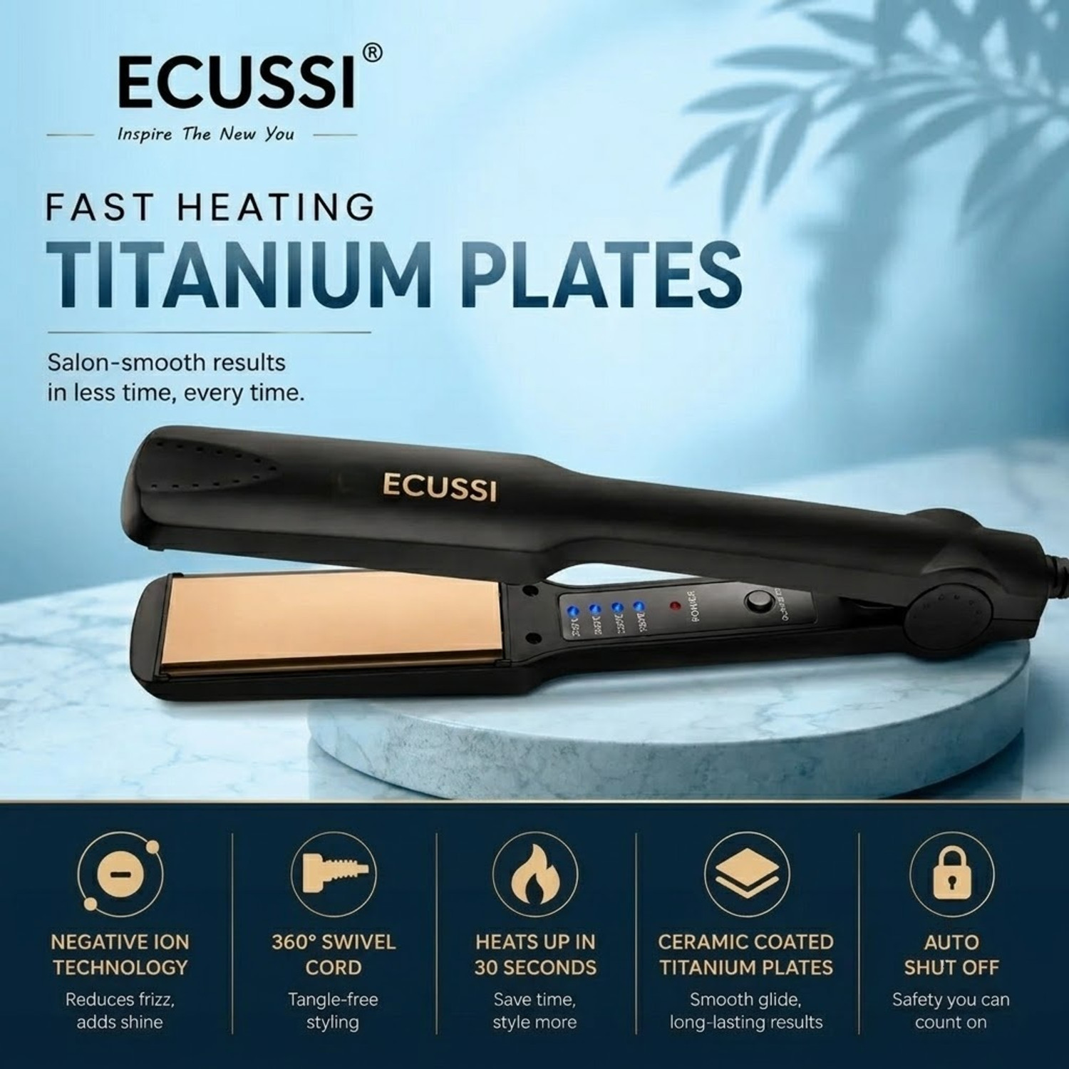 Image of ECUSSI Professional Digital Ceramic Hair Straightener 120C-230C HS-230D Hair Straightener